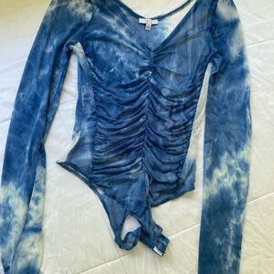 Iris Blue Tie-Dye Long Sleeve Top